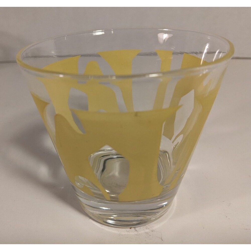 Vintage Cocktail Tumbler Glasses ~ Lot of 3 ~ Flared ~ MCM ~ Yellow Design